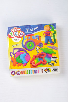 Тісто для ліпки, 12 кольорів, стек з формочками